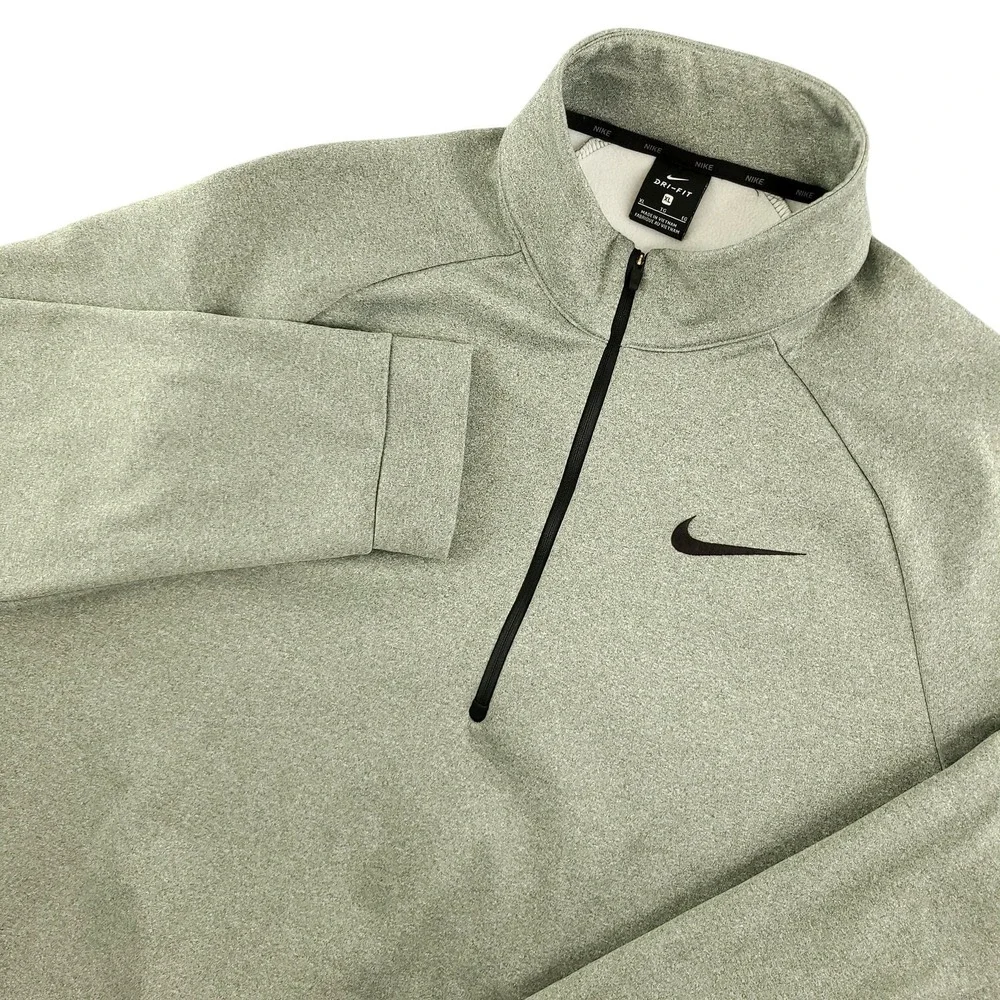 Nike Dri-FIT Fleece Pullover Mens XL Gray 1/4 Zip Long Sleeve Top Athletic